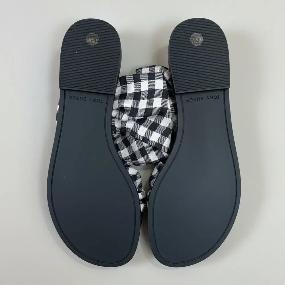 Tory Burch black and white gingham Selby Scarf sandals, size 8.5, BRAND NEW!